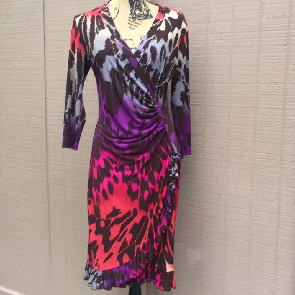 Sz XS Mezmerize Multicolor Animal Print Midi Dress